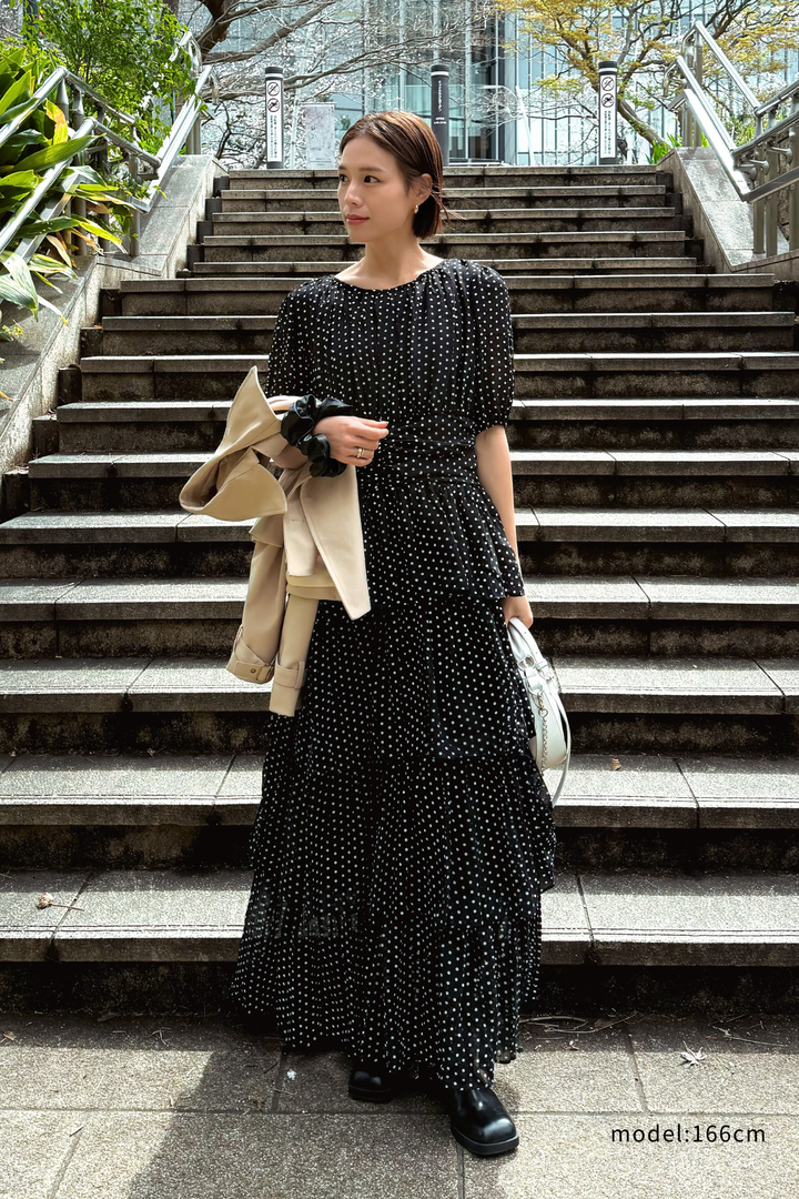 [予約]ドットティアードロマンティックワンピ